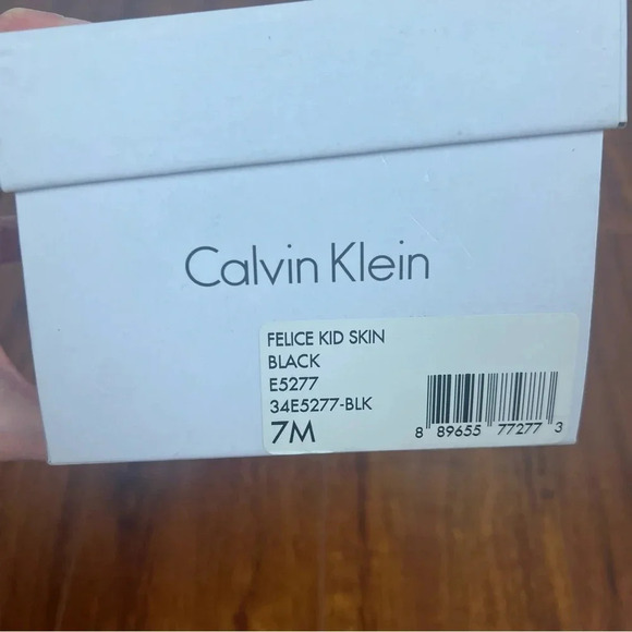 NEW Calvin Klein Felice Ballet Flat Block Heel Black Gold Size 7 - Picture 6 of 6